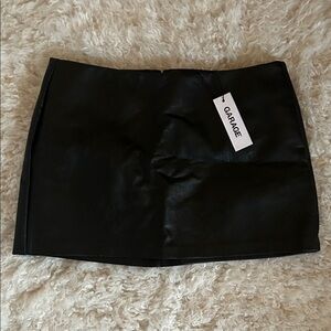 Garage Black Faux Leather Mini Skort